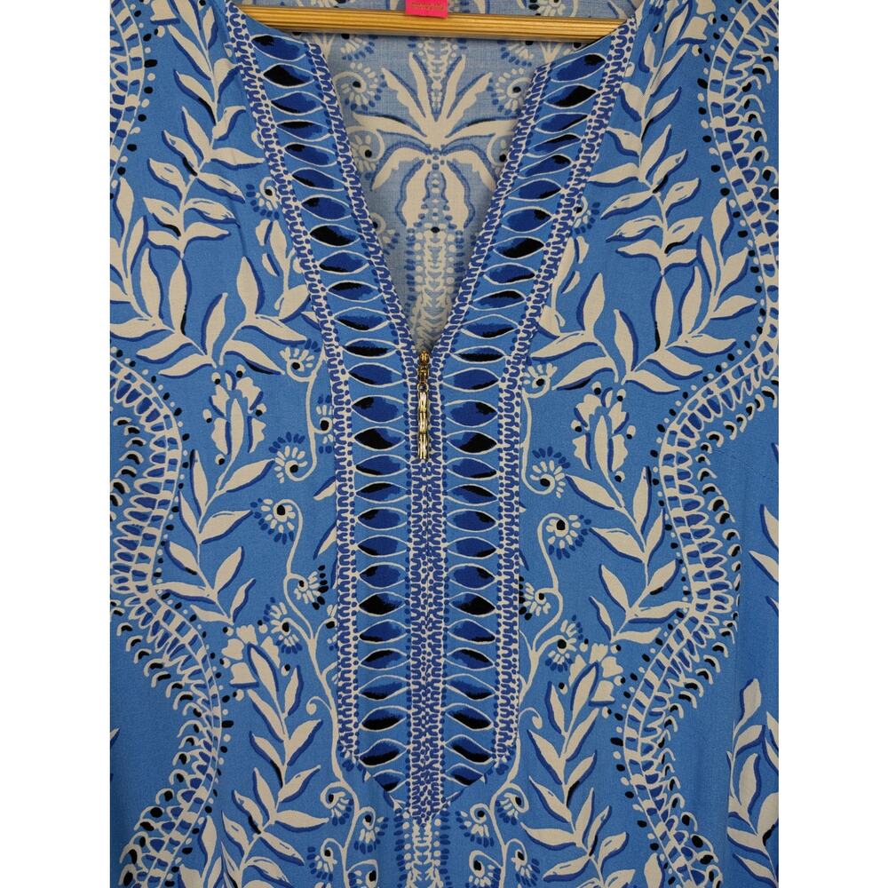 Lilly Pulitzer Laurelie Long Sleeve Caftan Dress Abaco Blue 10 - Picture 2 of 9